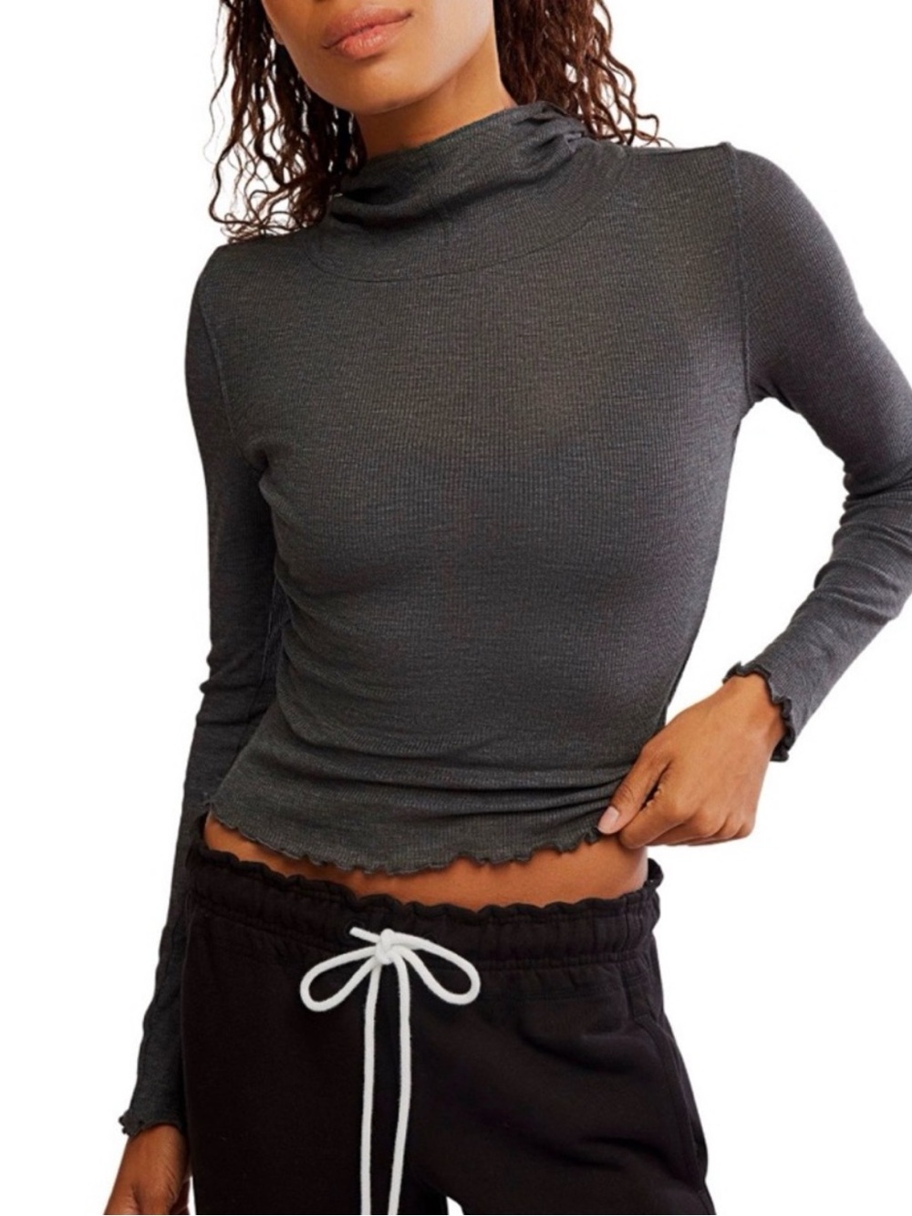 FP Movement Breathe Easy Layer Hooded Top NWT size Large in Washed Black